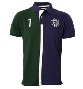 Hackett Purple and Green Split Pique Polo Shirt