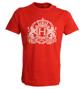 Hackett Red T-Shirt with Printed Design