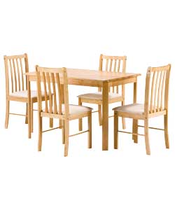 Natural Finish Dining Table and 4 Chairs