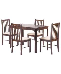 HADEN Walnut Finish Dining Table and 4 Chairs