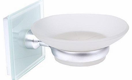 Wall Mounted Bathroom Frosted Glass Soap Dish Holder - Chrome