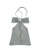 Hafize Ozbudak Gray Ruched Front Silk Crepe Halter Top