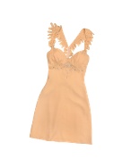 Hafize Ozbudak Peach Swarovski Decorated Silk Crepe Dress