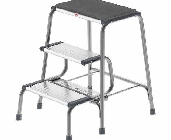 Hailo 4353-001 Steel Deluxe Kitchen Seat/ Steps Klettermax with Cushion, Grey