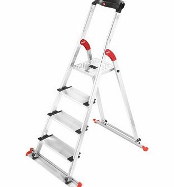 Hailo 8814-151 XXL Garden and Home Aluminium Safety Step Ladder with 4 Extra Deep Comfort Steps