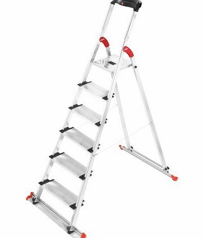 Hailo 8816-151 XXL Garden and Home Aluminium Safety Step Ladder with 6-Extra Deep Comfort Steps