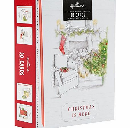 Hallmark 4 Design Christmas Festive Greeting Card (Pack of 30 Card)
