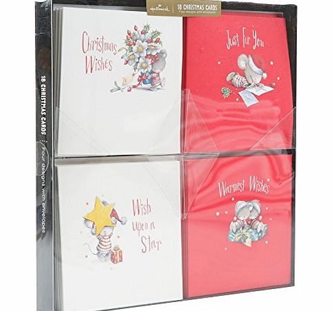 Hallmark Cute Embossed Design Boxed Christmas Card (Pack of 18)