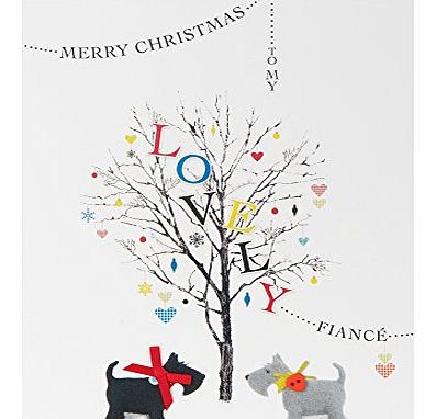 Hallmark Medium Fiance Contemporary 3D Red Bow Christmas Card