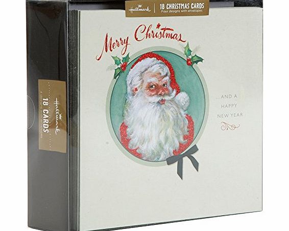 Hallmark Signature Gold and Red Glitter Design Boxed Christmas Card (Pack of 18)