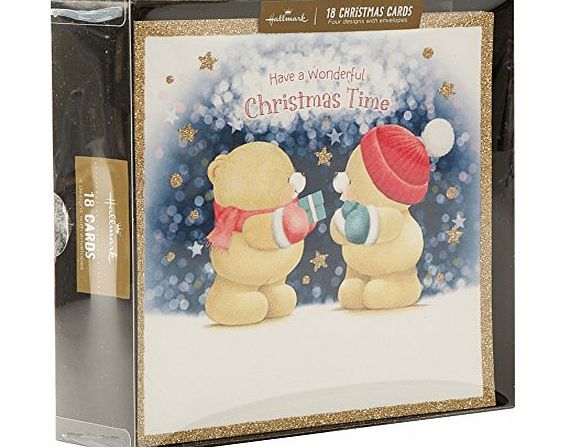 Hallmark Signature Gold Glitter Design Boxed Christmas Card (Pack of 18)