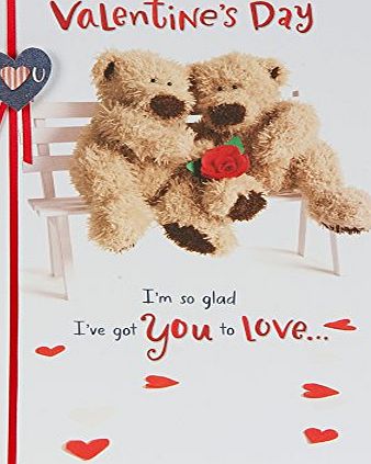 Hallmark Valentines Day Cute Embossed Effect Ribbon Attachment Card - Large