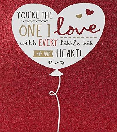 Hallmark Valentines Day One I Love Contemporary Red Glitter Card - Large