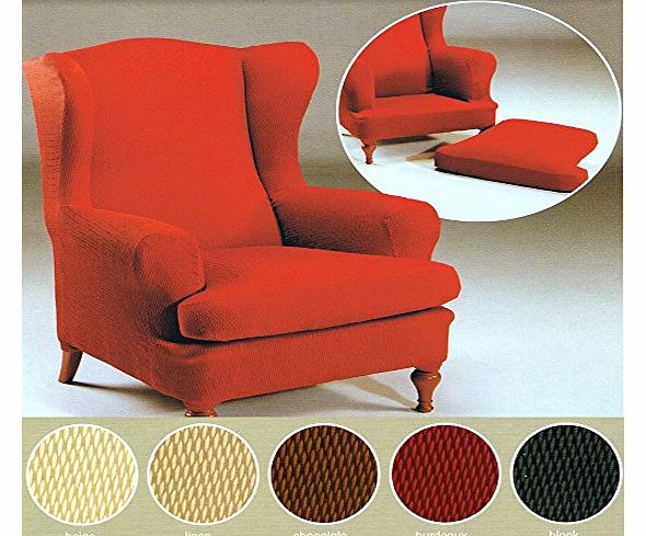 Easy Fit Stretch Wing Arm Chair One Seater Linen Stone Fabric Slip Over Washable Cover Hallways�