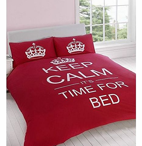 Hallways Keep Calm Red Luxurious King Bed Size Duvet Quilt Set And Pillow Cases