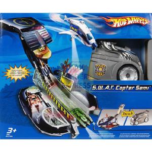 Mattel Hot Wheels Mobile Playset S W A T Copter Semi