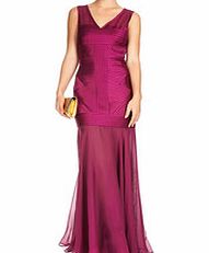 Halston Heritage Berry sleeveless V-neck long gown