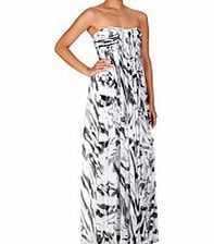 Halston Heritage Black and white silk strapless maxi dress
