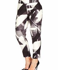 Halston Heritage Black printed silk blend trousers