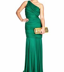Halston Heritage Emerald one shoulder long gown