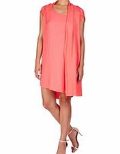 Halston Heritage Orange scarf detail cap sleeve dress