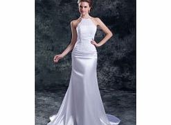 Halter Backless Keyhole Beading Sweep Train