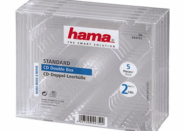 Hama 44752 Audio Accessories Set of 5 Empty Double CD Cases