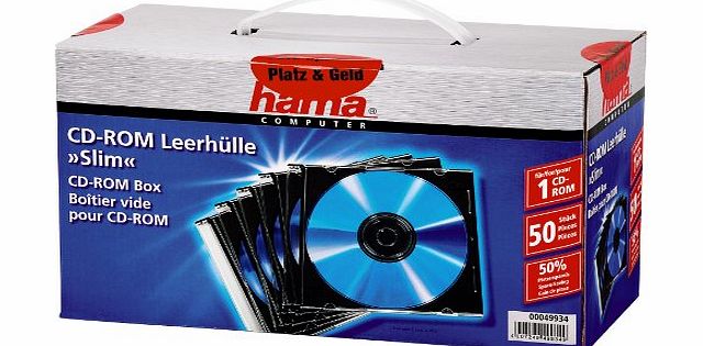 Hama Cd-rom Slim Jewel Case, Pack Of 50 Pcs