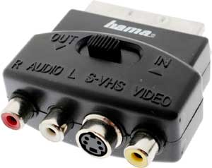 hama Multimedia - Scart Adapter 4-pin S-VHS Socket/3 RCA (phono) Jacks - 42357