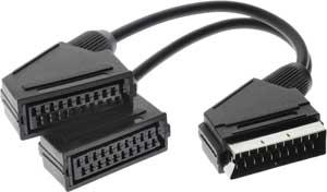 hama Multimedia - Scart Adapter Scart Plug - 2 Sockets, 12-pin - 42378