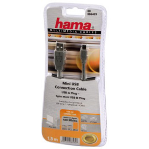 hama Multimedia Cable - USB-A to USB-Mini 5 Plug High Speed USB 2.0 Cable 1.8m - Ref. 86469