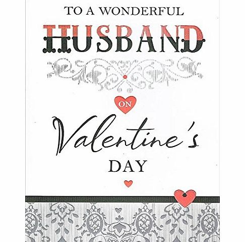 Hambledon Studios Husband Valentines Day Greetings Card - Hearts amp; Floral Pattern 9.5`` x 6.75``