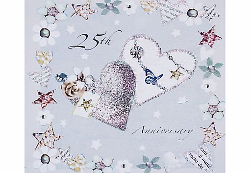 Hammond Gower Silver Glitter Hearts Anniversary