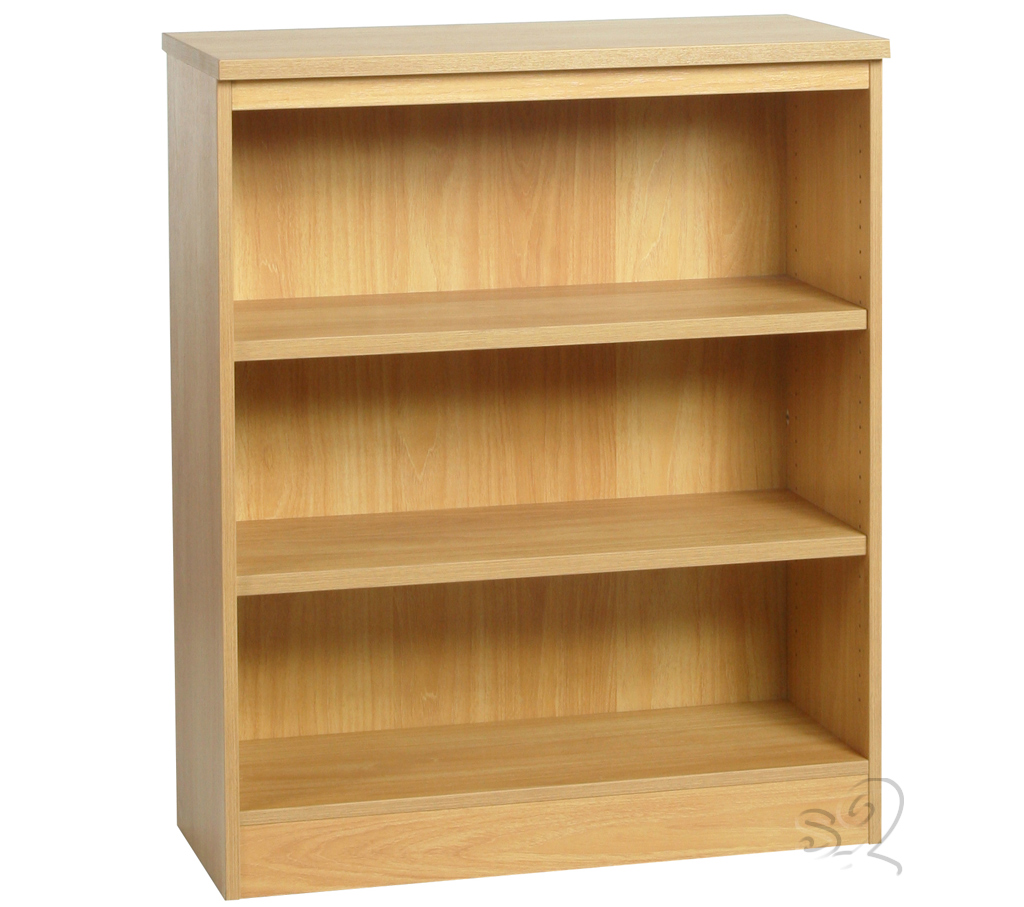 Beech Wide Bookcase with 2 shelves