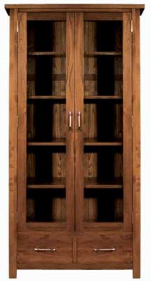 hampton Dark 66in x 35in Glazed Bookcase