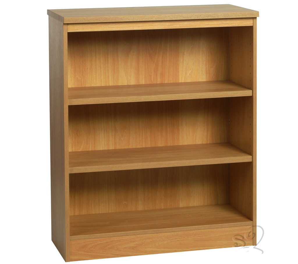 Oak Wide Bookcase with 2 shelves