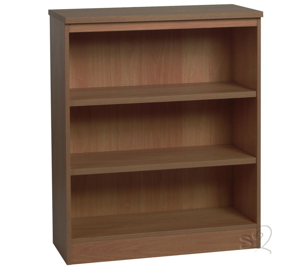 Walnut Wide Bookcase with 2 shelves