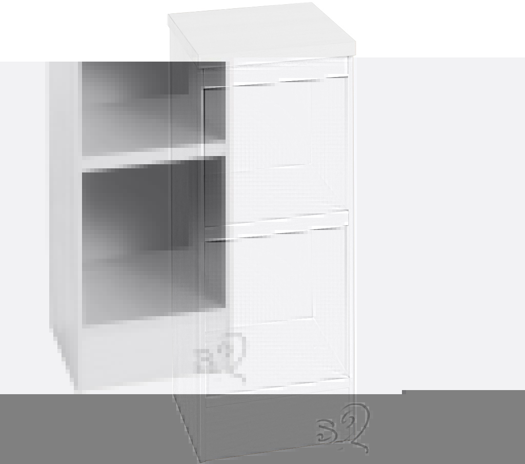 White Narrow Bookcase with 1 shelf 660mm