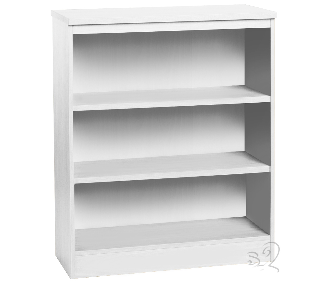 White Wide Bookcase with 2 shelves
