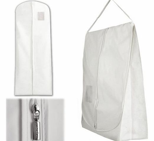WHITE 72`` WEDDING DRESS TRAVEL CARRY COVER - Superb protection when transporting Bridal Wear & Gowns - Showerproof & Breathable