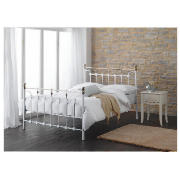 Double Metal Bed Frame, White & Nickel
