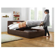 Hanson Double Bed, Brown Faux Leather With
