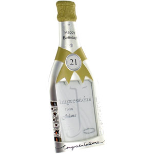 happy 21st Birthday Champagne Bottle Frame