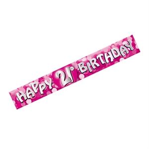 Happy 21st Birthday Pink Sparkle Foil Banner