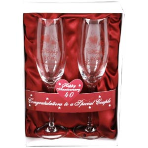 happy 40th Anniversary Champagne Glasses
