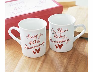 Happy 40th Ruby Anniversary Pair of Mugs