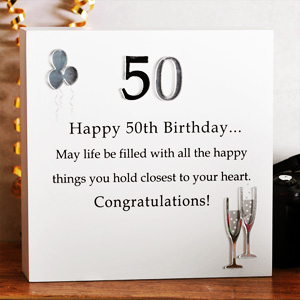 Happy 50th Birthday Black and White Sentiments