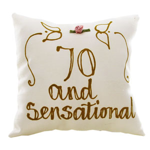 70th Birthday Hand Painted Silk Pillow