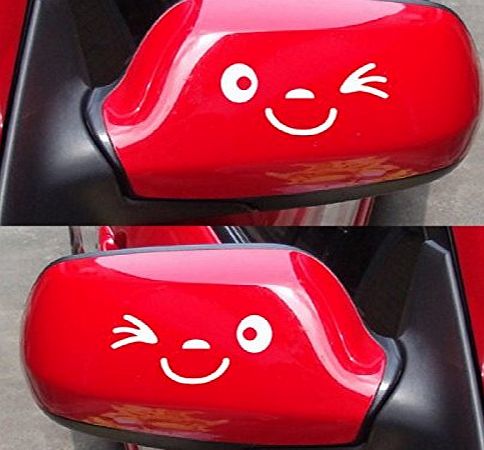 Happy Bargains Ltd Smile Face Wink Car Wing Door Mirror Funny Stickers Decal Novelty Gift Birthday Xmas New 2013 For Any Car BMW VW Golf Ford Polo Etc... - Happy Bargains Ltd -White