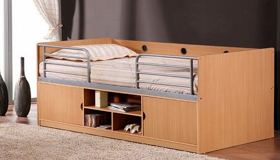Happy Beds Oregon Beech amp; Silver Finished Metal amp; Wood Low Sleeper Cabin Bed 3 Single Frame